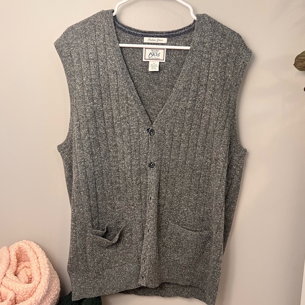 Gray vintage button-up sweater vest